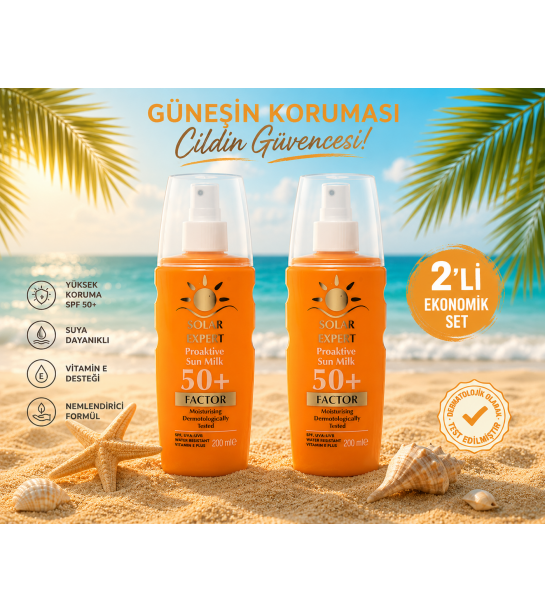 SOLAR EXPERT 2'li Güneş Kremi Spf 50+ Factor 200 ml SOLAR EXPERT 2'li Güneş Kremi Spf 50+ Factor 200 ml