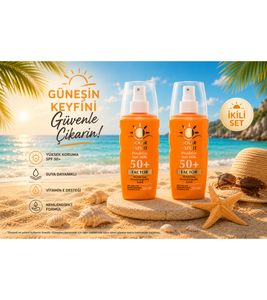 SOLAR EXPERT 2'li Güneş Kremi Spf 50+ Factor 200 ml SOLAR EXPERT 2'li Güneş Kremi Spf 50+ Factor 200 ml