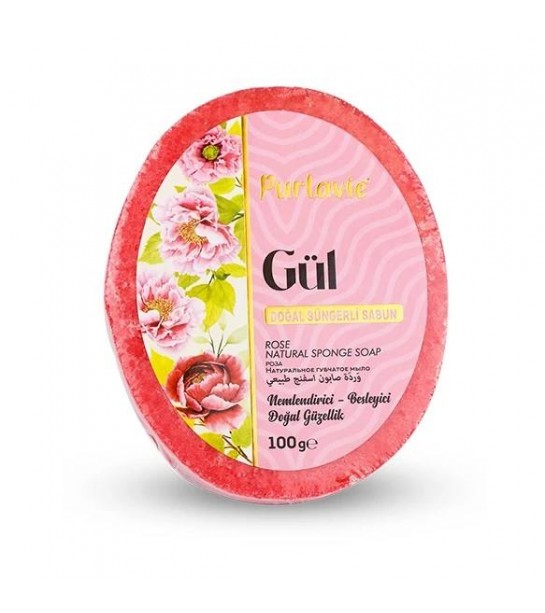 Purlavie Süngerli Gül Sabun 100 Gr Purlavie Süngerli Gül Sabun 100 Gr