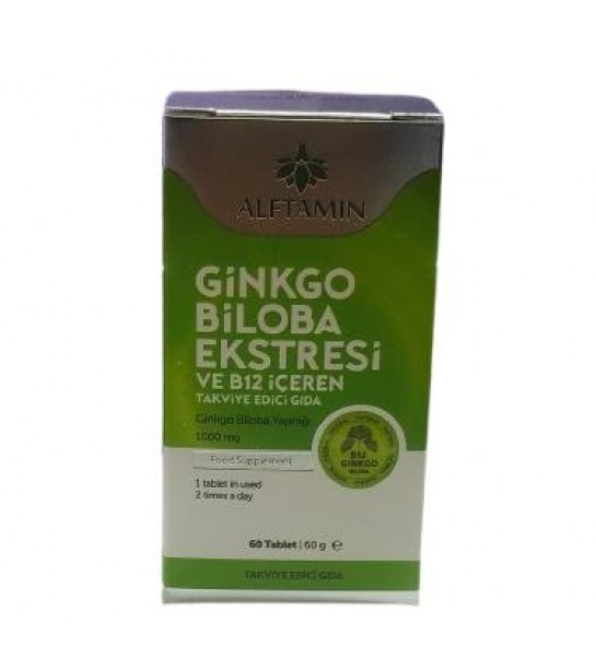 Alftamin Ginkgo Bloba Ektresi Ve B12 Içeren Tablet 60 Lı 1000 Mg Alftamin Ginkgo Bloba Ektresi Ve B12 Içeren Tablet 60 Lı 1000 Mg